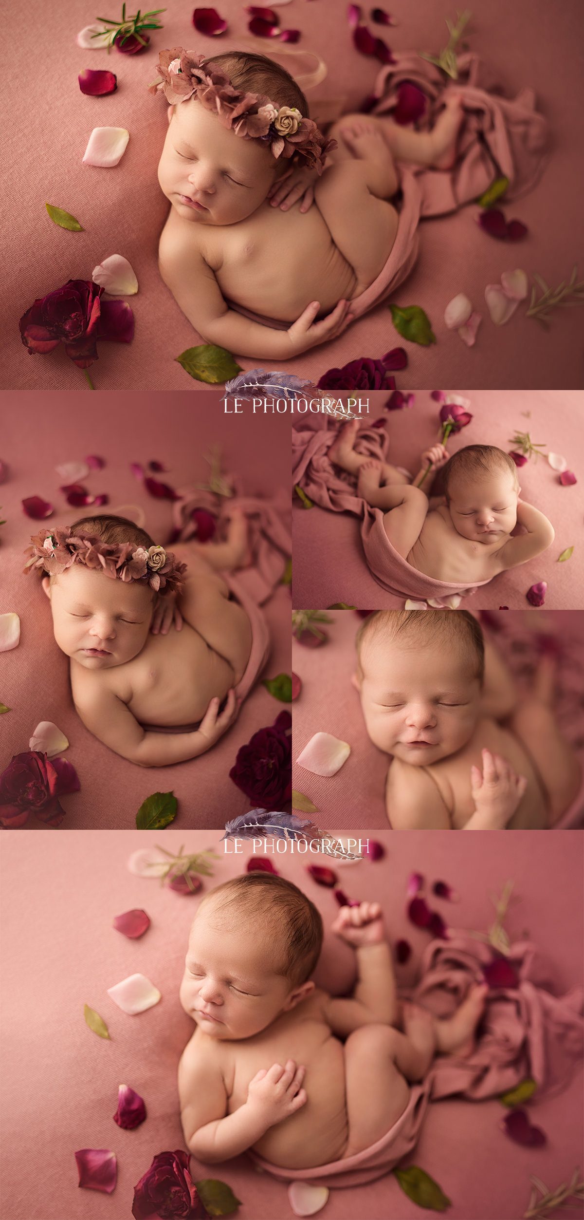 sesion newborn con flores 1200x2505 - La sesi&oacute;n newborn de Kayla: Entre tablas de surf y flores rosas