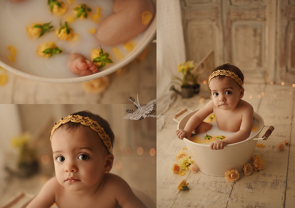 sesion milk bath especial en bizkaia - Sesi&oacute;n Cumplo un A&ntilde;ito de India - Fotograf&iacute;a de beb&eacute;s en Bizkaia
