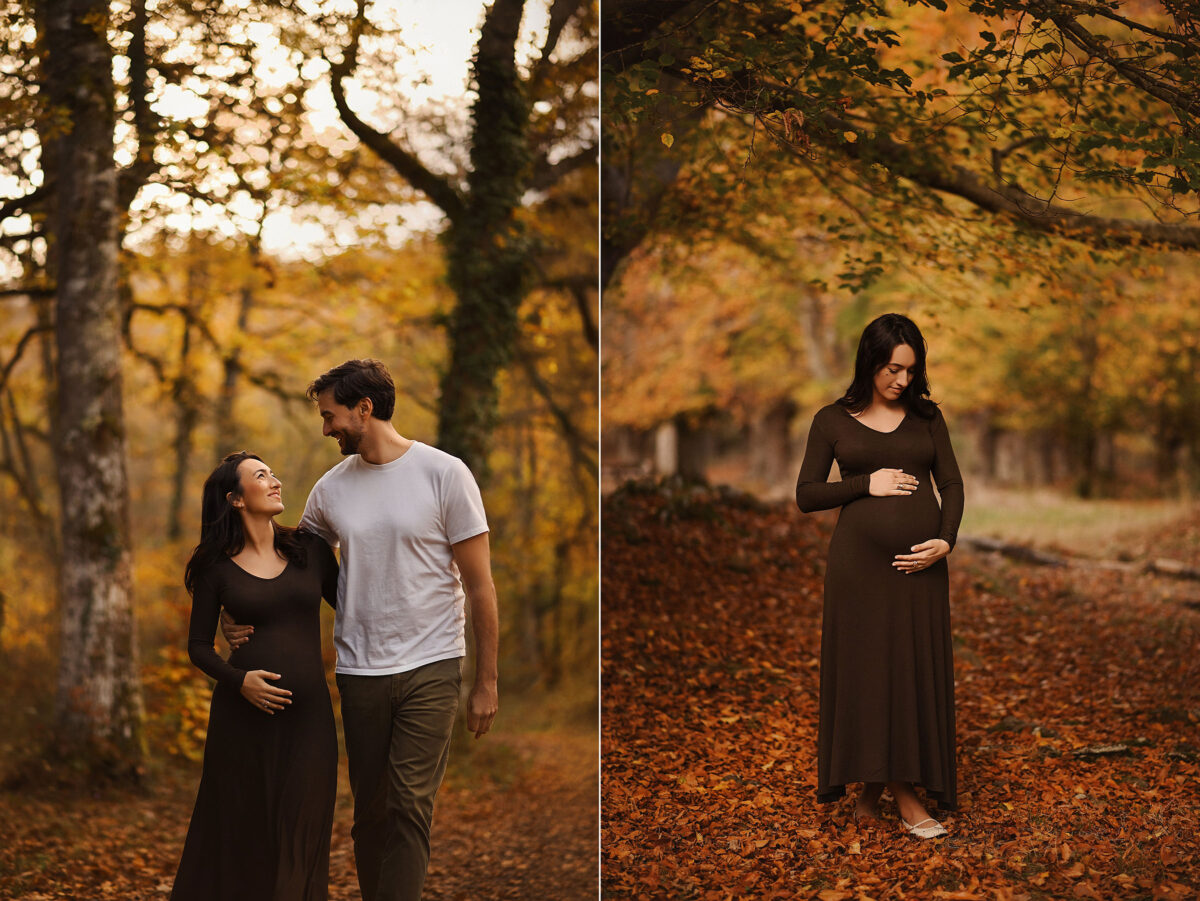 fotos de embarazo con hojas otono en bosque de bizkaia 1200x901 - Maternidad en Oto&ntilde;o: La sesi&oacute;n de embarazo de Patrizia & Denis